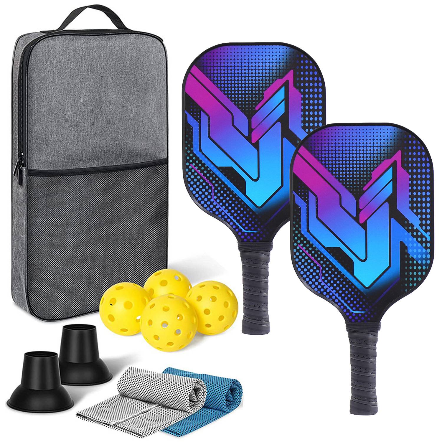 [Ultra-Light match-level carbon fiber-19] Double shot+4 balls+backpacks+two sweat towels+two ball pickups